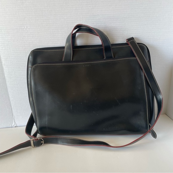 Lodi’s Black Leather Slim Computer Briefcase - Picture 3 of 14